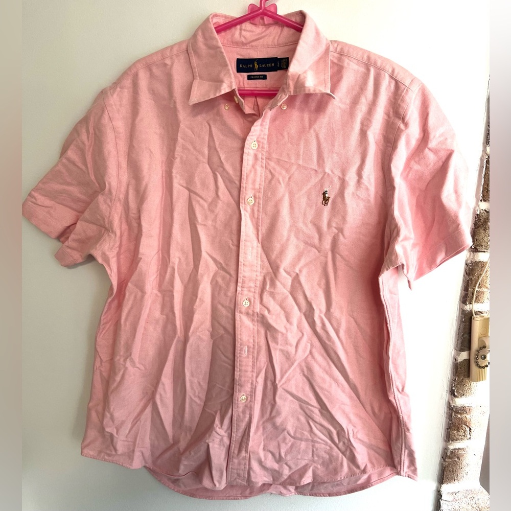 Men's Polo Ralph Lauren Custom Classic Fit Shirt Light Pink Size L Large